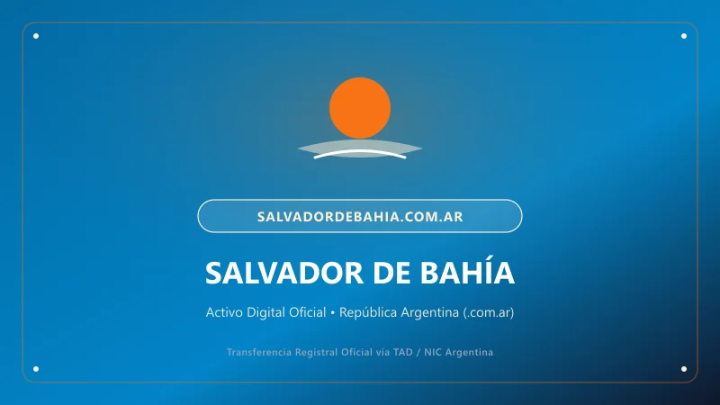 Identidad visual y presentación comercial del nombre de dominio salvadordebahia.com.ar en venta